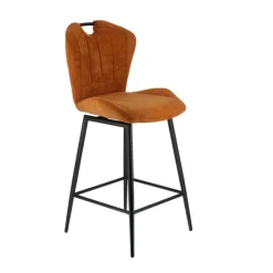 Tabouret Snack (assise +/- 65 Cm)|Tabouret De Bar (assise +/- 80 Cm)*SachaTabouret snack en tissu pivotant avec poignée et pieds en métal