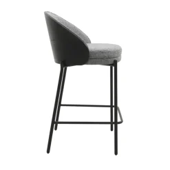 Tabouret Snack (assise +/- 65 Cm)|Tabouret De Bar (assise +/- 80 Cm)*SandroTabouret snack bimatière en tissu avec dossier bois et pieds en métal
