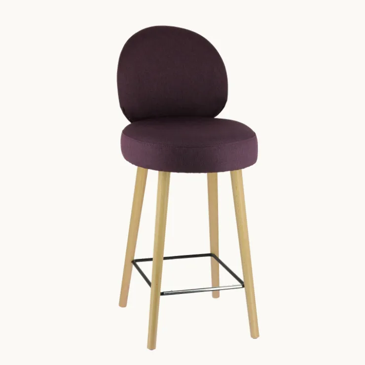 Sessio Tabouret Snack (assise +/- 65 Cm)|Tabouret De Bar (assise +/- 80 Cm)*Severus Tabouret snack cosy en tissu avec pieds en bois