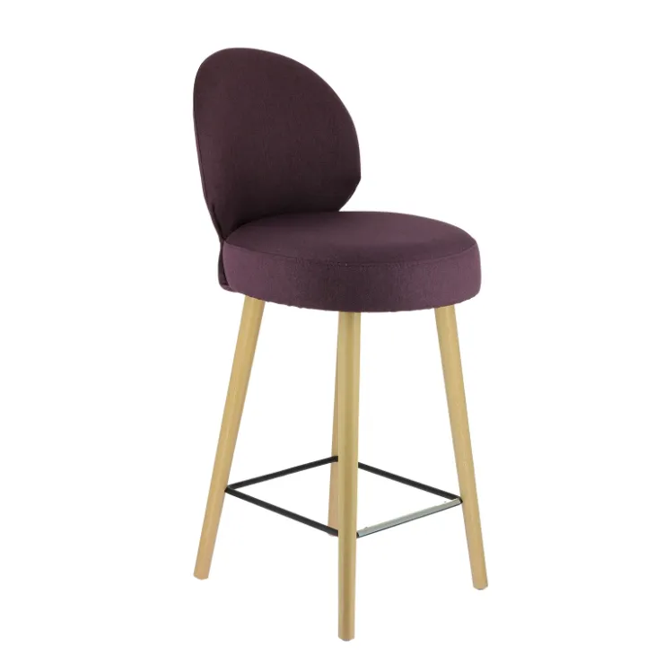 Sessio Tabouret Snack (assise +/- 65 Cm)|Tabouret De Bar (assise +/- 80 Cm)*Severus Tabouret snack cosy en tissu avec pieds en bois