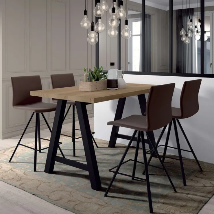 Perfecta Tabouret Snack (assise +/- 65 Cm)|Tabouret De Bar (assise +/- 80 Cm)*Silva Tabouret snack design coque en simili et pieds en métal
