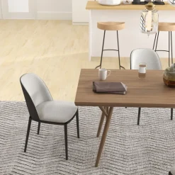 Chaise De Salle à Manger*SimoneChaise bimatière en tissu dossier bois avec pieds en métal
