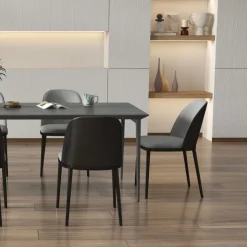Chaise De Salle à Manger*SimoneChaise bimatière en tissu dossier bois avec pieds en métal