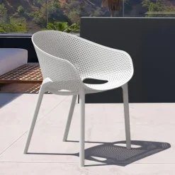 Fauteuil De Jardin*Sky Pro Fauteuil de jardin moderne empilable coque microperforée en polypropylène