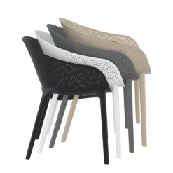 Chaise De Cuisine|Chaise De Salle à Manger*Sky Pro Fauteuil moderne empilable avec coque microperforée en polypropylène