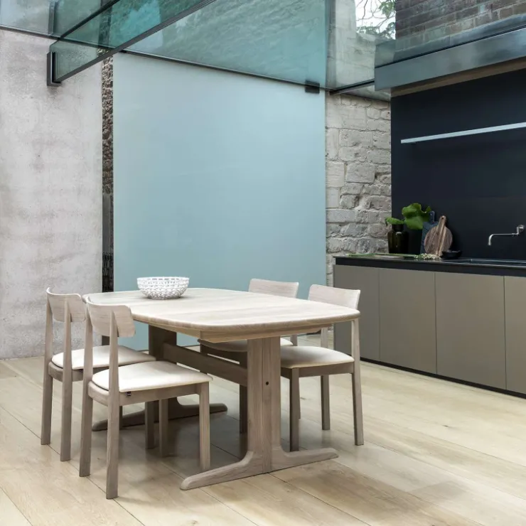 Skovby Table De Salle à Manger*SM74 Table en bois massif scandinave elliptique avec allonges et piétement latéral
