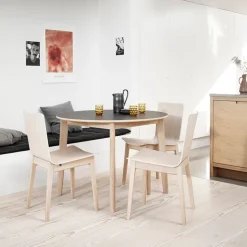 Skovby Table De Salle à Manger*SM120 Table ronde extensible en bois avec plateau stratifié noir fabrication danoise