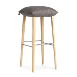 Mobitec Tabouret De Bar (assise +/- 80 Cm)*Soda ® Tabouret de bar rembourré sans dossier en tissu et pieds bois