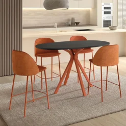 Perfecta Tabouret Snack (assise +/- 65 Cm)|Tabouret De Bar (assise +/- 80 Cm)*Soda Tabouret snack cosy en tissu avec pieds en métal