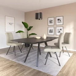 Table De Salle à Manger*SofiaTable moderne extensible en céramique avec pieds en métal