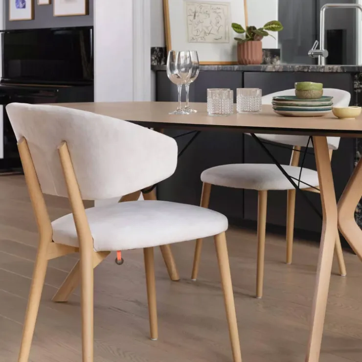 Mobitec Chaise De Salle à Manger|Chaise Salon*Toro ® Chaise moderne avec dossier incurvé en tissu et bois