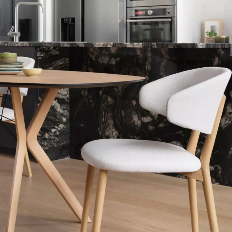Mobitec Chaise De Salle à Manger|Chaise Salon*Toro ® Chaise moderne avec dossier incurvé en tissu et bois