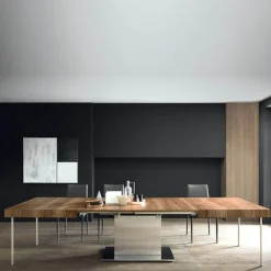 Altacom Table Pour Petit Espace|Table De Salle à Manger*Tower Maxi Table ultra extensible pied central en métal et plateau en mélaminé
