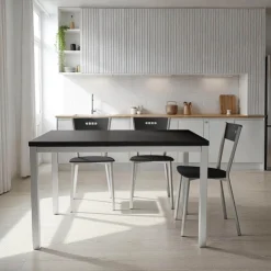 Cancio Table De Cuisine*Toy métal Table de cuisine en céramique avec rallonge hauteur 75 cm