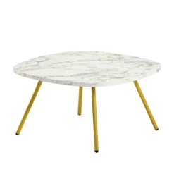 Perfecta Table De Salon*Trevi Table basse carrée moderne en stratifié avec pieds en métal