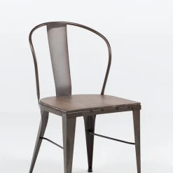 Jayso Chaise De Cuisine|Chaise De Salle à Manger*Turia 631 Chaise industrielle vintage en métal avec assise bois