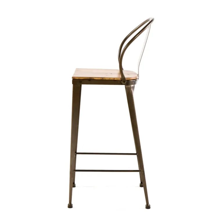 Jayso Tabouret Snack (assise +/- 65 Cm)|Tabouret De Bar (assise +/- 80 Cm)*Turia TB 317 Tabouret industriel en métal et bois