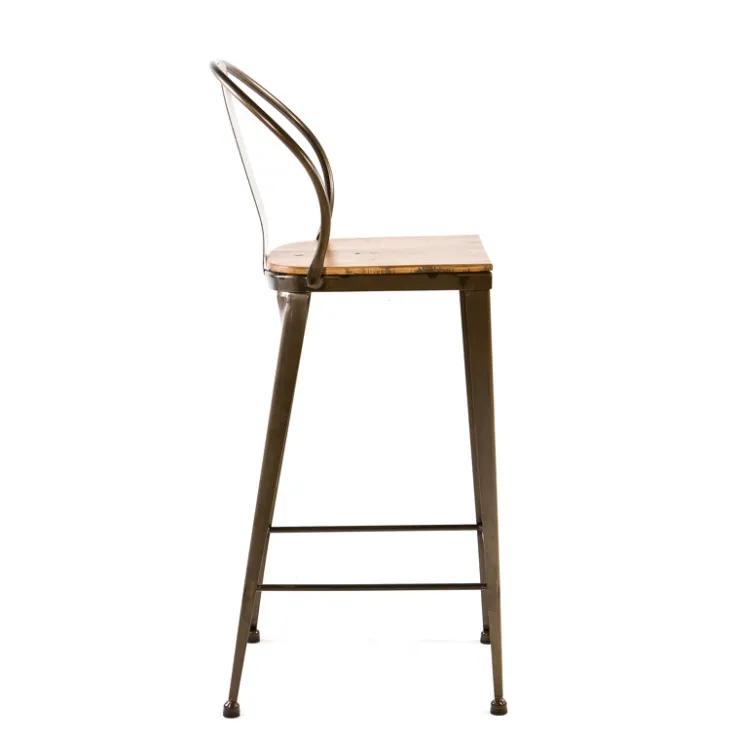 Jayso Tabouret Snack (assise +/- 65 Cm)|Tabouret De Bar (assise +/- 80 Cm)*Turia TB 317 Tabouret industriel en métal et bois