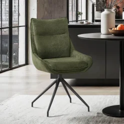 Chaise De Salle à Manger*ValentineChaise pivotante en tissu avec poignée et pieds en métal