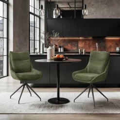 Chaise De Salle à Manger*ValentineChaise pivotante en tissu avec poignée et pieds en métal