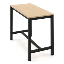 Perfecta Table De Cuisine*Valériane Table snack de cuisine en stratifié chêne naturel avec pieds en métal noir