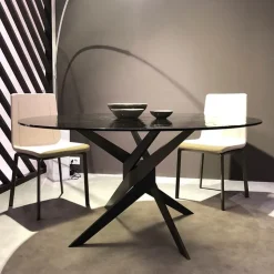Dexo Table De Salle à Manger*Vertigo Table ronde en verre design italien pied central