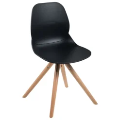 Chaise De Cuisine|Chaise De Salle à Manger*VictoireChaise design en polypropylène noir avec pieds en bois