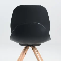 Chaise De Cuisine|Chaise De Salle à Manger*VictoireChaise design en polypropylène noir avec pieds en bois