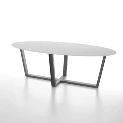 Dexo Table De Salle à Manger*Viktor Table design en verre ovale avec pieds en métal modernes