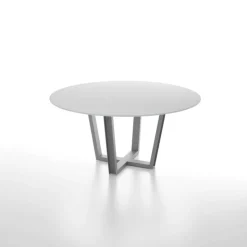 Dexo Table De Salle à Manger*Viktor Table design ronde en verre avec pieds géométriques métalliques