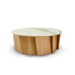 Dasras Table De Salon*Volute Table basse ronde en bois et céramique
