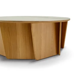 Dasras Table De Salon*Volute Table basse ronde en bois et céramique