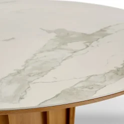 Dasras Table De Salle à Manger*Volute Table ronde en bois et céramique design