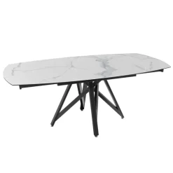 Akante Table De Salle à Manger*WarholTable moderne en céramique extensible avec pied central design en métal noir
