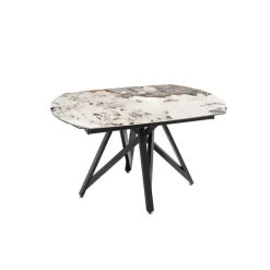 Akante Table De Salle à Manger*WarholTable moderne en céramique extensible avec pied central design en métal noir