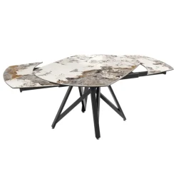 Akante Table De Salle à Manger*WarholTable moderne en céramique extensible avec pied central design en métal noir