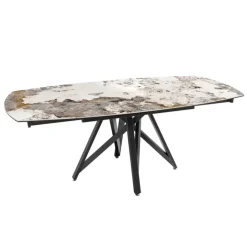 Akante Table De Salle à Manger*WarholTable moderne en céramique extensible avec pied central design en métal noir