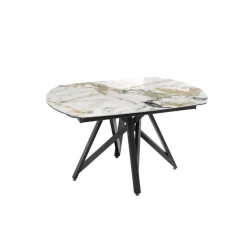 Akante Table De Salle à Manger*WarholTable moderne en céramique extensible avec pied central design en métal noir