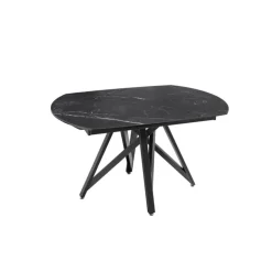Akante Table De Salle à Manger*WarholTable moderne en céramique extensible avec pied central design en métal noir