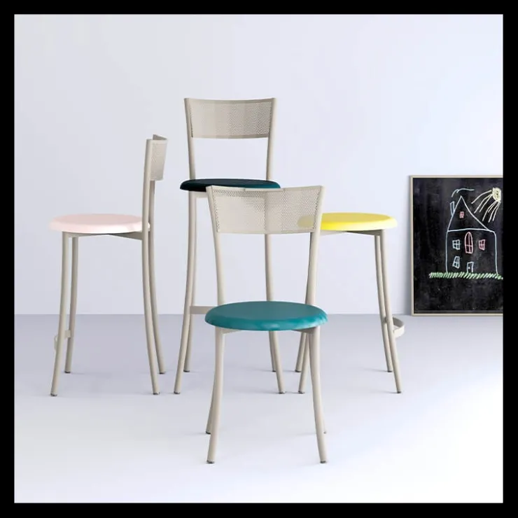 Carrier Chaise De Cuisine*Wasabi ® Chaise moderne en synthétique et métal dossier ajouré