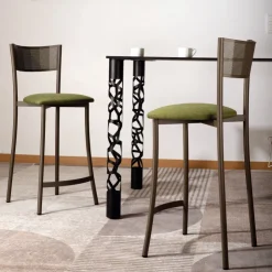 Carrier Tabouret Snack (assise +/- 65 Cm)|Tabouret De Bar (assise +/- 80 Cm)*Wasabi ® Tabouret haut assise en tissu et structure en métal fabrication française