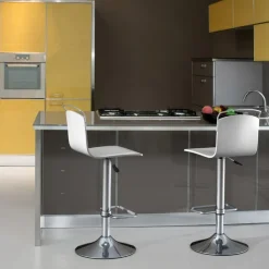 Cancio Tabouret Snack (assise +/- 65 Cm)|Tabouret De Bar (assise +/- 80 Cm)*Win Tabouret design réglable et pivotant métal chromé et bois