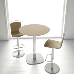 Cancio Tabouret Snack (assise +/- 65 Cm)|Tabouret De Bar (assise +/- 80 Cm)*Win Tabouret design réglable et pivotant métal chromé et bois