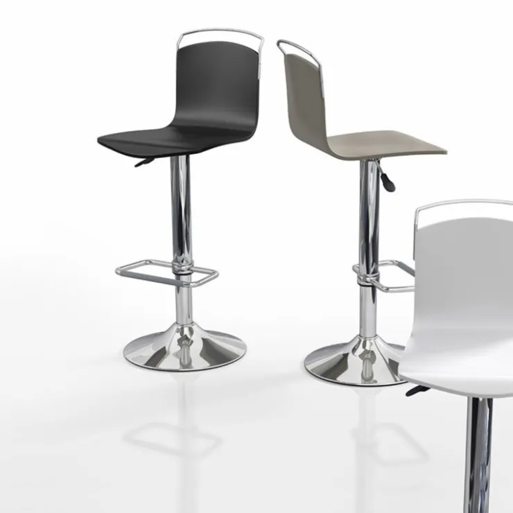 Cancio Tabouret Snack (assise +/- 65 Cm)|Tabouret De Bar (assise +/- 80 Cm)*Win Tabouret design réglable et pivotant métal chromé et bois