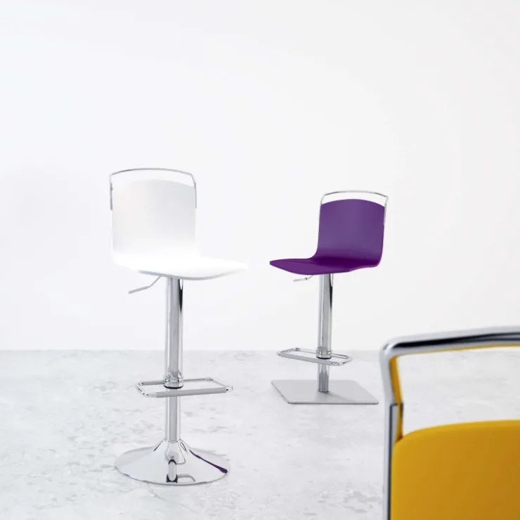 Cancio Tabouret Snack (assise +/- 65 Cm)|Tabouret De Bar (assise +/- 80 Cm)*Win Tabouret design réglable et pivotant métal chromé et bois