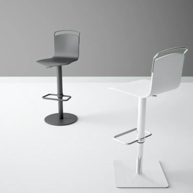 Cancio Tabouret Snack (assise +/- 65 Cm)|Tabouret De Bar (assise +/- 80 Cm)*Win Tabouret design réglable et pivotant métal chromé et bois