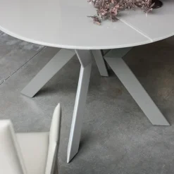 Tomasella Table De Salle à Manger*Zoe Table ronde design extensible en verre extralight blanc et métal