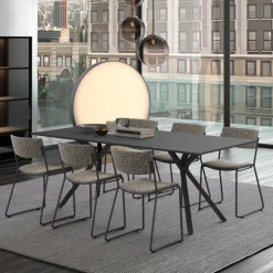 Perfecta Chaise De Salle à Manger*Zoom Chaise de salle à manger épurée en tissu pieds en traîneau